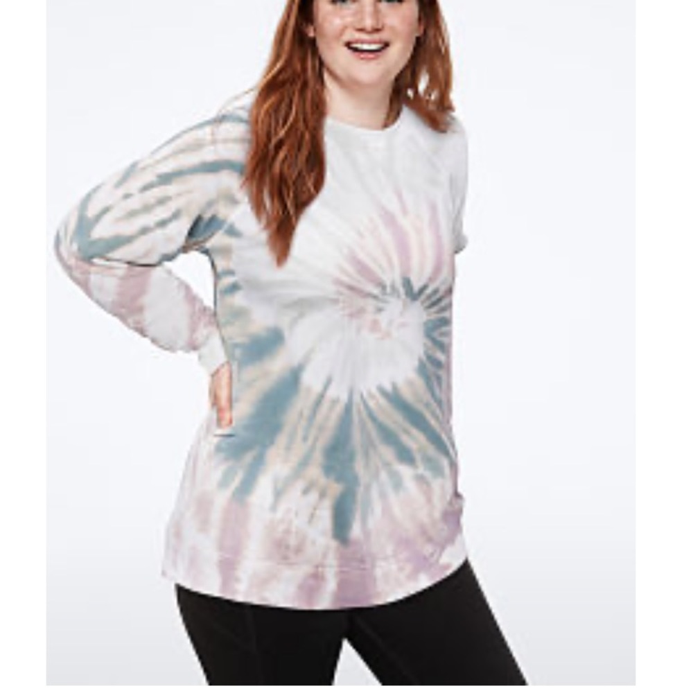 💗VS PINK TIE DYE SWIRL ONE SIZE CREW PULLOVER